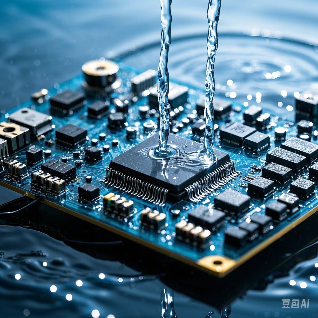 涂覆纳米防水涂层的电路板上水珠成球状滚落